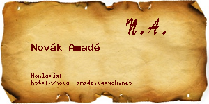 Novák Amadé névjegykártya